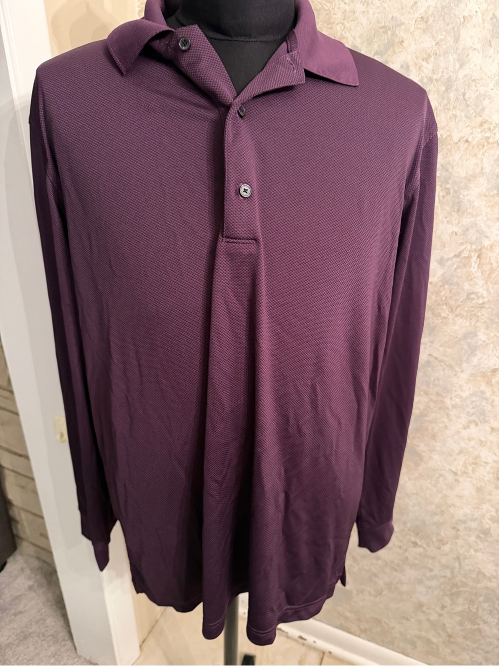 Greg Norman men’s  Long-Sleeve Polo Shirt - Deep Plum